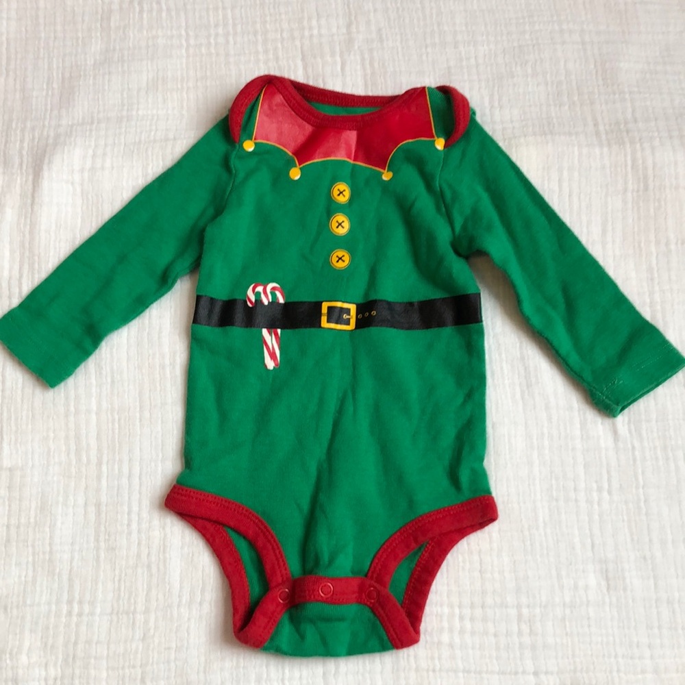 Okie Dokie Christmas elf long sleeve onesie